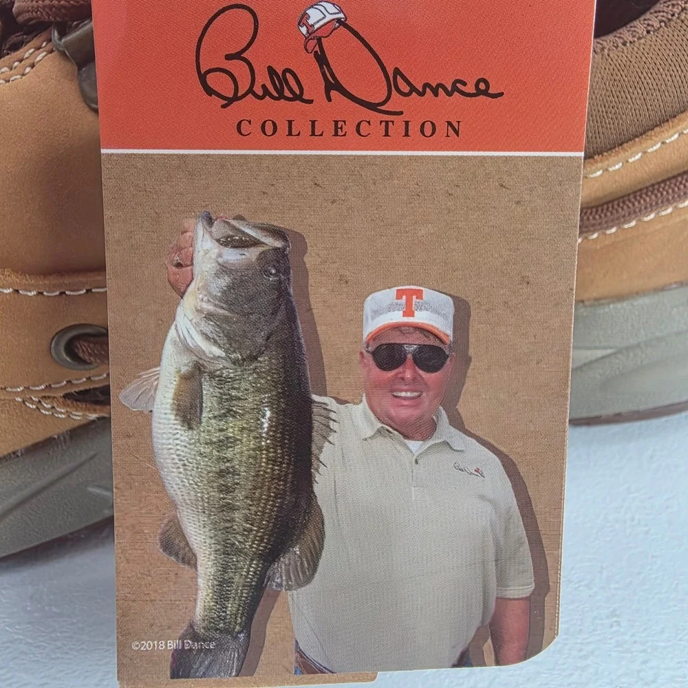 Rugged Shark Bill Dance Mens Tan Leather Mesh Boat Shoes Fishing Angler Sneakers